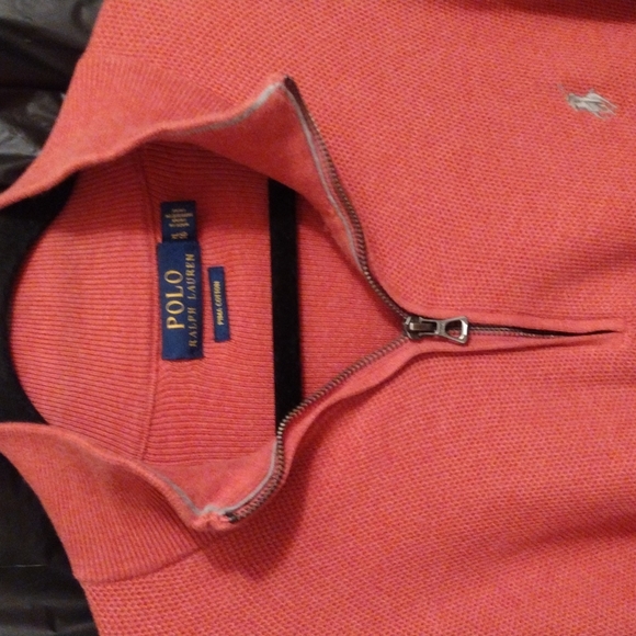 Polo by Ralph Lauren Salmon colored Pima Cotton long sleeve zip polo - Picture 3 of 9
